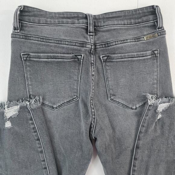 KanCan KC7274LG Women's High Rise Skinny Jeans Gray Distressed 7/27 Raw Hem - Picture 4 of 12